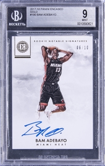 2017-18 Panini Encased “Rookie Notable Signatures” Gold #190 Bam Adebayo Signed Rookie Card (#06/10) - BGS MINT 9/BGS 10 
